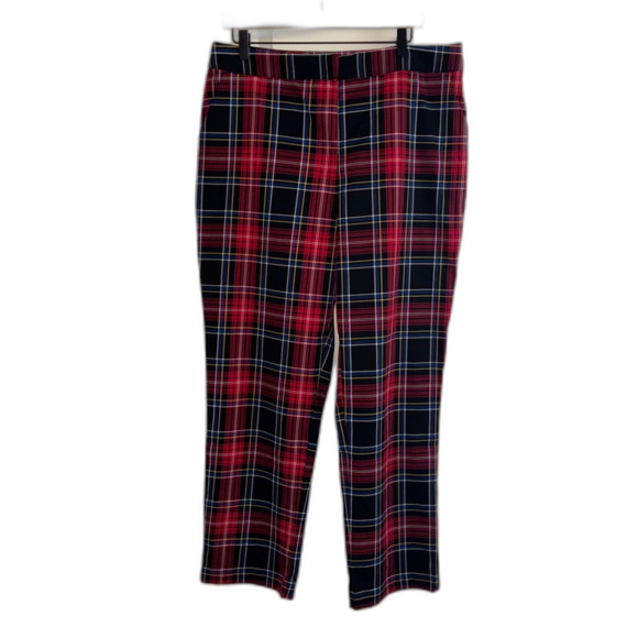 Draper James RSVP Plaid Pants Red Black XL Stretch Tartan Ankle Preppy Holiday - Picture 2 of 7
